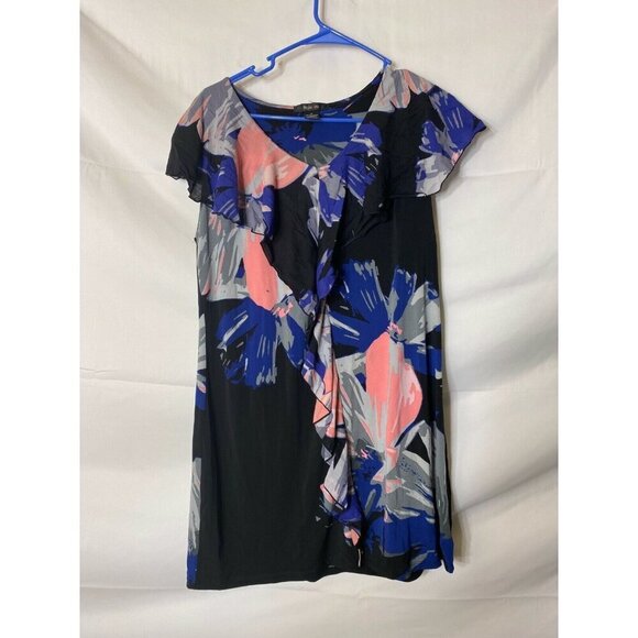 STYLE CO ROMANTIC FLORAL DRESS WOMENS SIZE MEDIUM 10/12 RUFFLES KNEE LENGTH - Picture 1 of 3